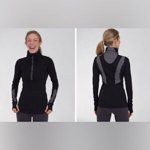 LULULEMON BLACK AND GREY MIND OVER MATTERS 1/2 ZIP PULLOVER